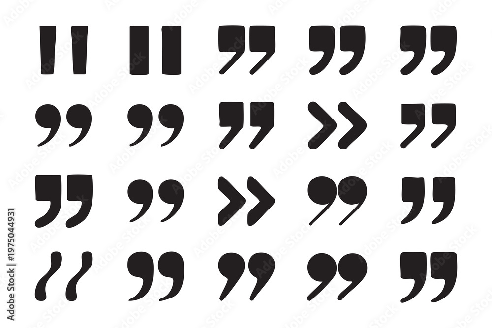 Obraz premium Punctuation mark collection with diverse quotation styles for creative writing and editorial design
