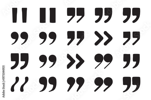 Punctuation mark collection with diverse quotation styles for creative writing and editorial design