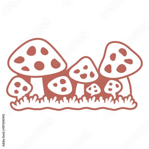 Black and red illustration of mushrooms