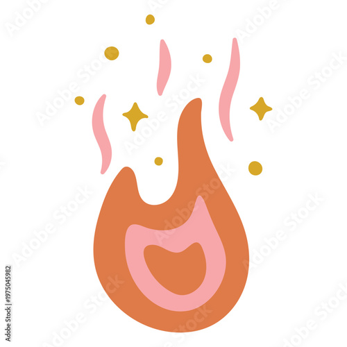 Fire flame with sparkles