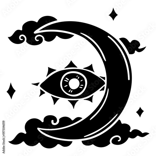 Mysterious eye and moon graphic design
