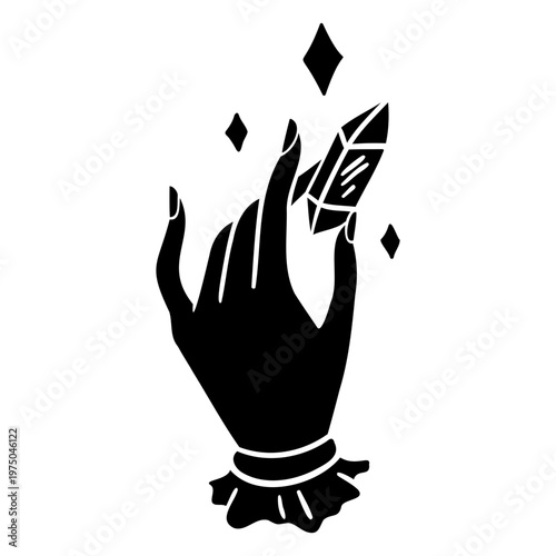 Stylish hand holding crystal design