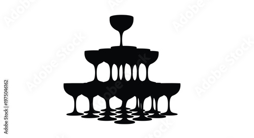 Elegant champagne tower design in stark black a striking silhouette