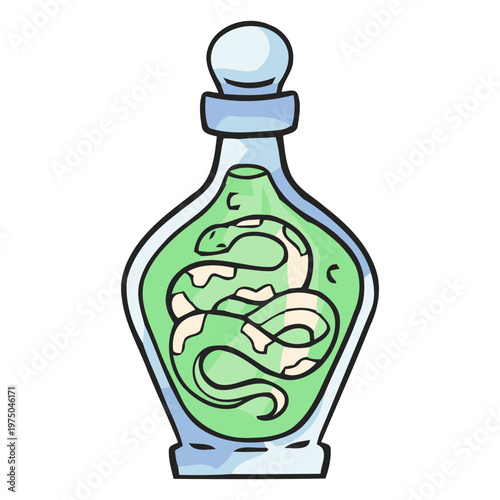 Green bottle with a snake in it