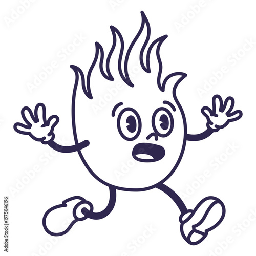 Cartoon character with flames running