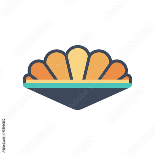 Seashell ocean life illustration for summer beach themes and marine nature design projects including orange and yellow shell details isolated on white background for aquatic and coastal concepts.