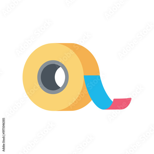 Color tape roll illustration for craft and decoration projects including blue and red tape strips isolated on white background for versatile creative use in office or school stationery designs.