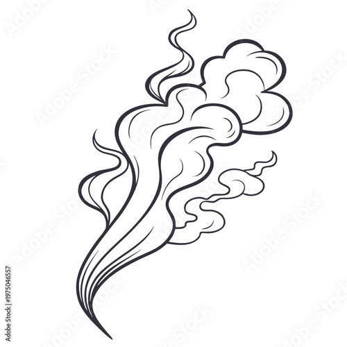 A black and white drawing of a smoke cloud