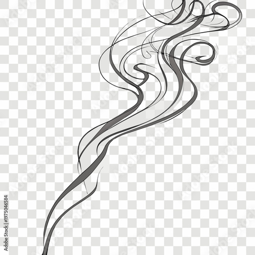 A black line drawing of a wavy smoke