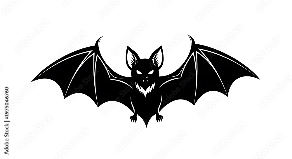 Fototapeta premium spooky bat icon, black silhouette on white