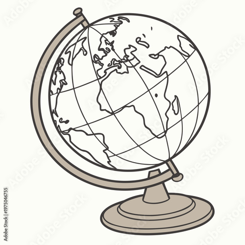 A globe on a stand showing the continents