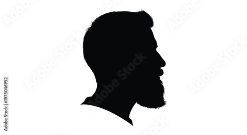 A striking profile view of a bearded man in black silhouette