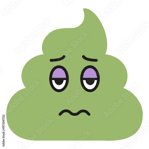 Green poop icon with purple eyes
