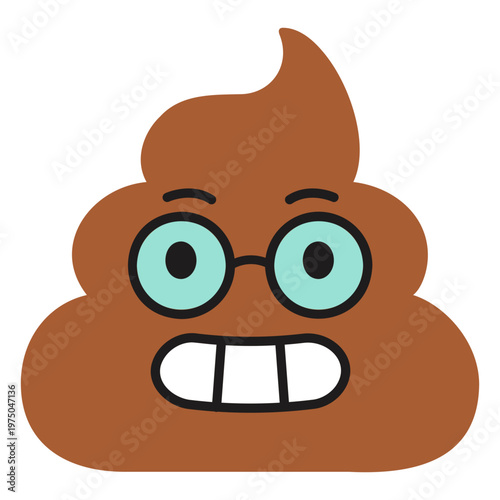 Brown poop with glasses and blue eyes