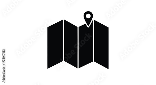 Black map icon with pinpoint marker a striking silhouette