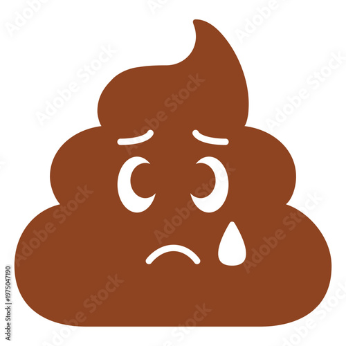 Sad poop icon with a tear