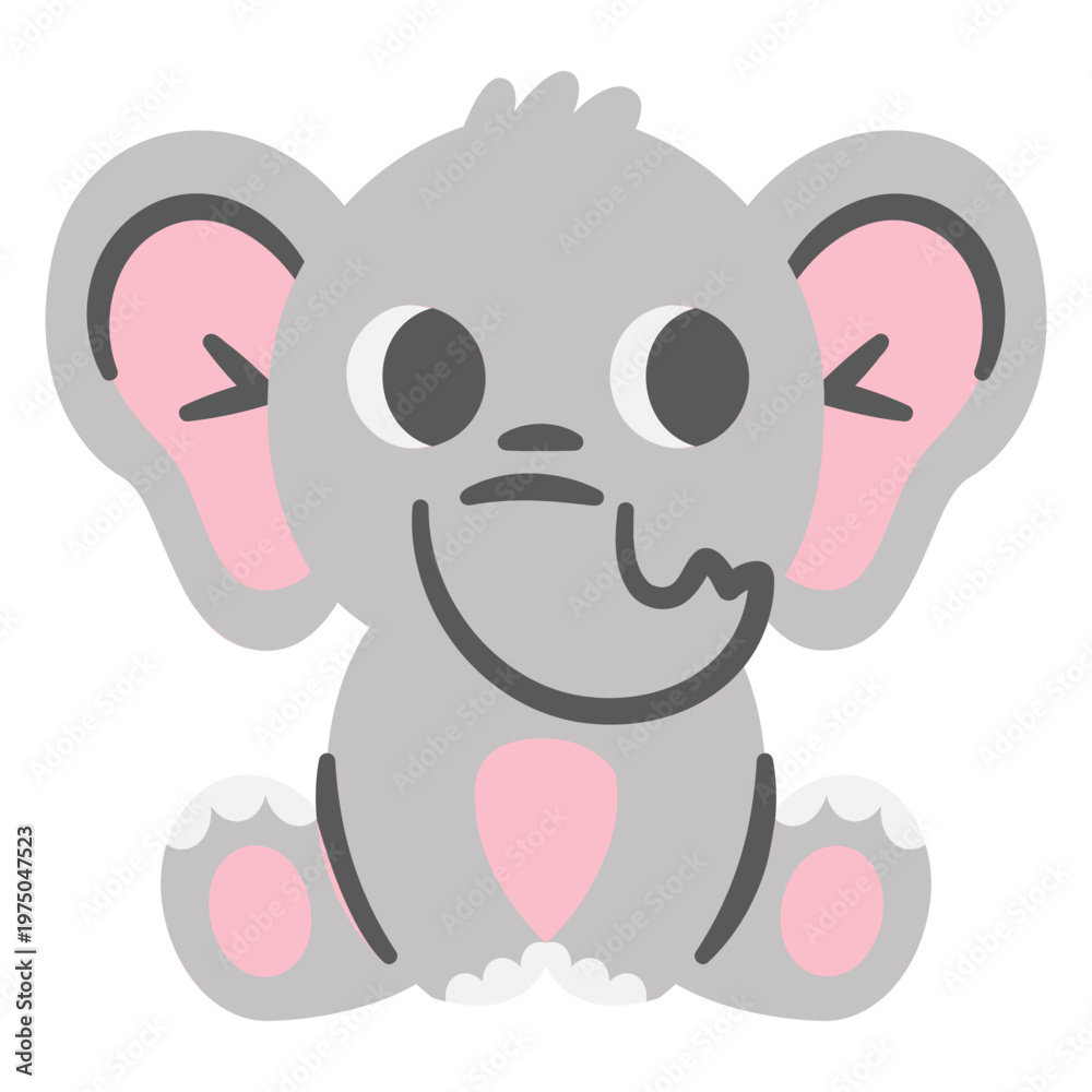 Fototapeta premium Gray elephant with pink ears sitting