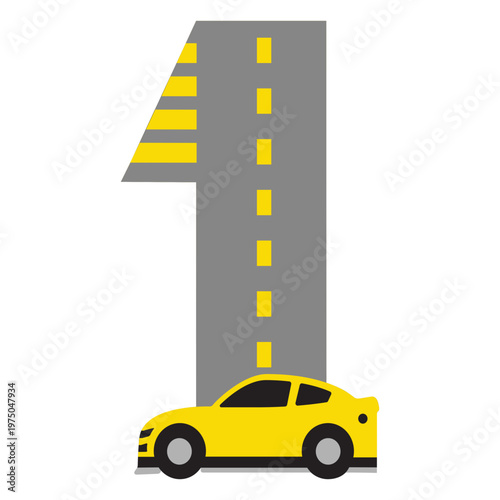 Yellow car driving down the road