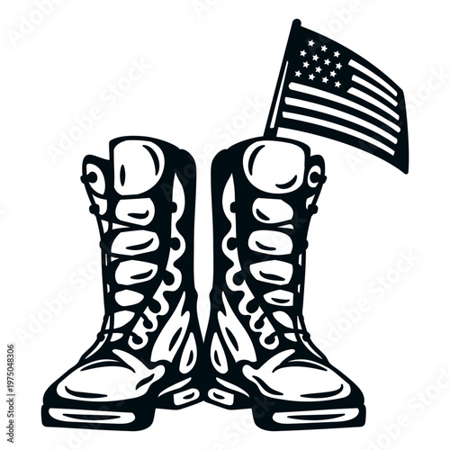 Bild auf Leinwand Pair of boots with an american flag