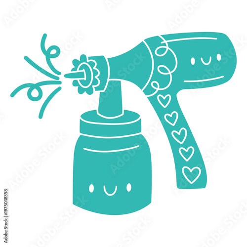 Doodle of a spray gun with hearts on it