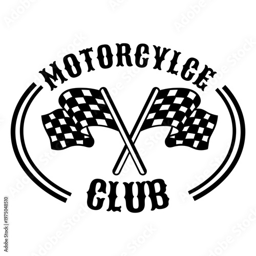 Motorcycle club emblem with checkered flags