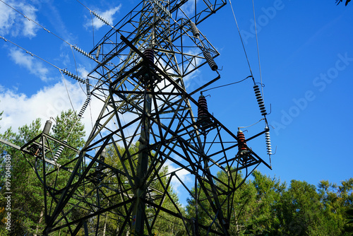 Close up of electrical pylon parts  
