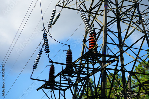 Close up of electrical pylon parts  