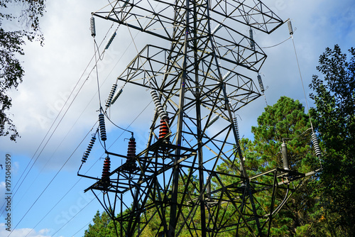 Close up of electrical pylon parts  