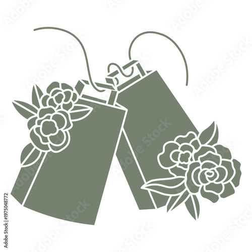 Vintage gift tag design with floral accents