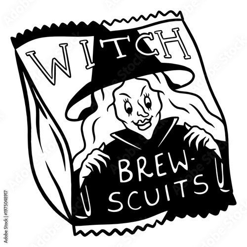 Whimsical witch cookie packaging design