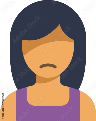 Woman avatar showing sadness, sorrow, upset emotion, and psychological distress