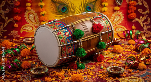 Vaisakhi Festival Dhol Drum Celebration Illustration
