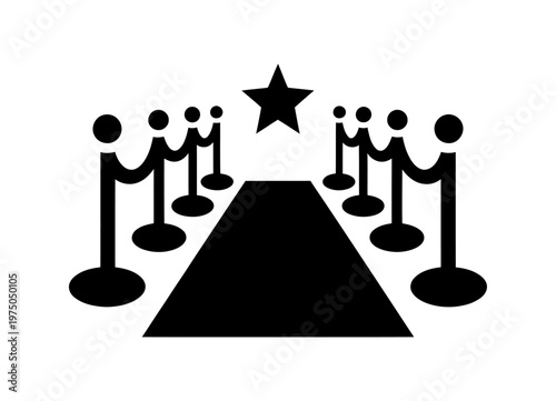 Vector of a red carpet event with a star and barrier ropes.