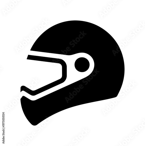 Vector graphic of a sleek racing helmet with a prominent visor and air vent.