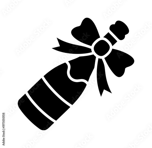 Vector of a champagne bottle with a decorative bow