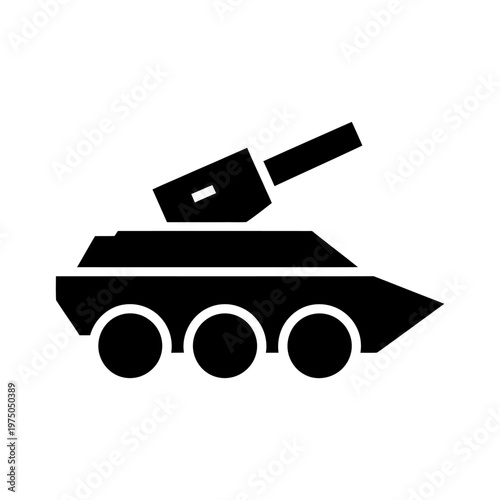 Vector of a military tank with turret and wheels