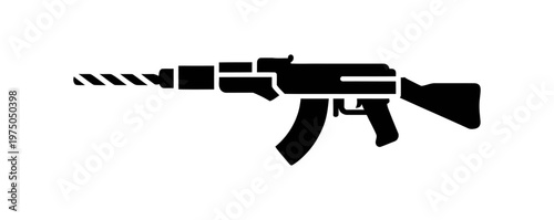 Vector of a rifle with a barrel highlighted