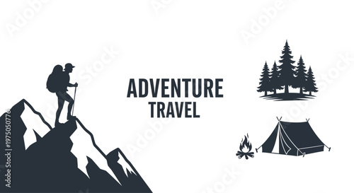 Person Hiking Mountain Peak Adventure.