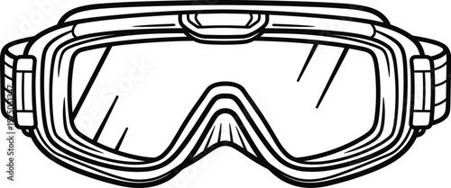 Industrial safety goggles vector line art icon for construction and laboratory eye protection equipment