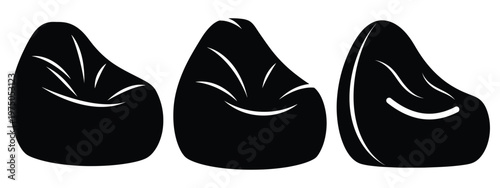 bean bag chair silhouette illustration icon set, Modern furniture vector designs.