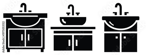bathroom vanity silhouette illustration icon set, Modern furniture vector designs.