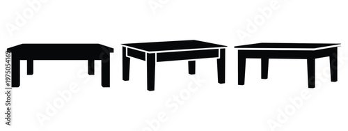 coffee table silhouette illustration icon set, Modern furniture vector designs.