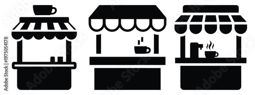 coffee stand silhouette illustration icon set, Modern furniture vector designs.