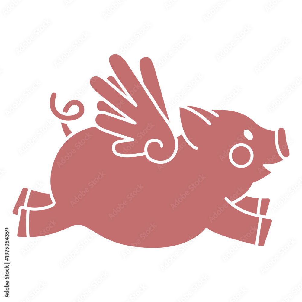 Fototapeta premium Pink flying pig design