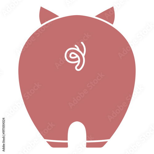 Pink cartoon pig with curly tail design