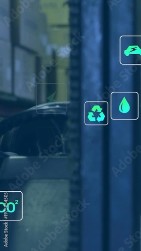 Vertical video: On sensor alert UI showing green icons over left tank and rail, showing eco metrics
