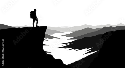 Silhouette of a solo male hiker.