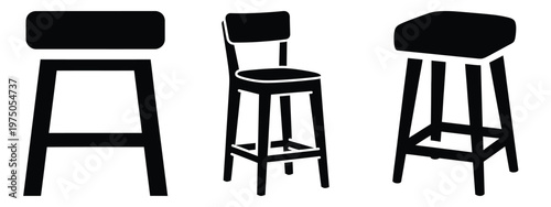 counter stool silhouette illustration icon set, Modern furniture vector designs.