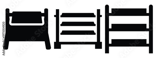 display rack silhouette illustration icon set, Modern furniture vector designs.