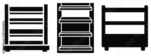 display shelf unit silhouette illustration icon set, Modern furniture vector designs.